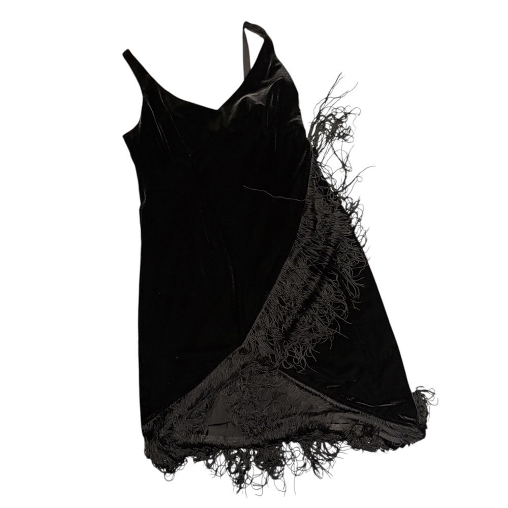 Nanette lepore velvet dress with fringe details